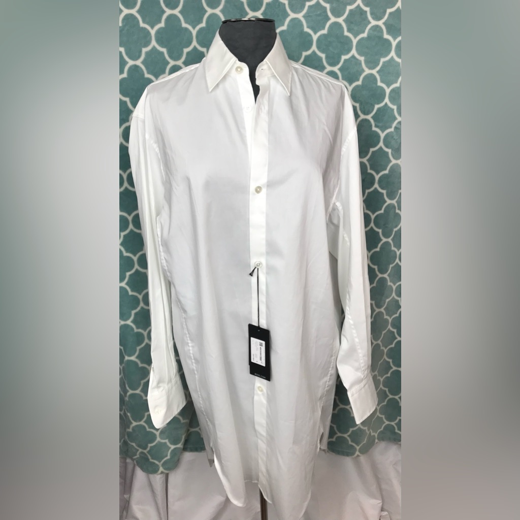 Nwt Hugo Boss Woman’s Oversized Shirt Dress Size M Soft White Cotton Twill